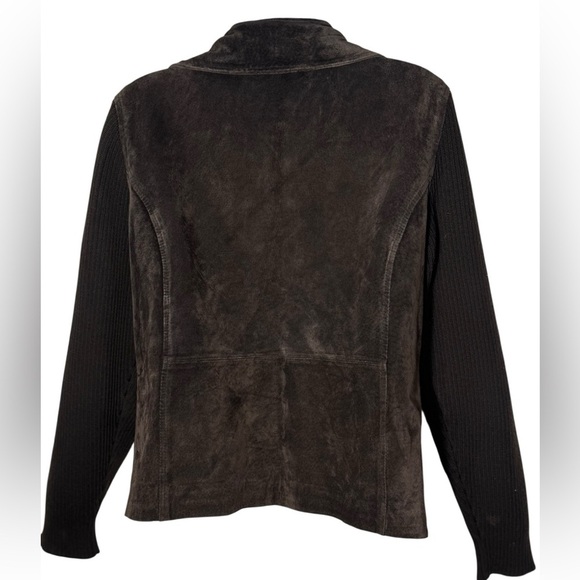 FABIO brown genuine leather with sweater sleeves jacket sz Medium vintage Y2K - Picture 11 of 17